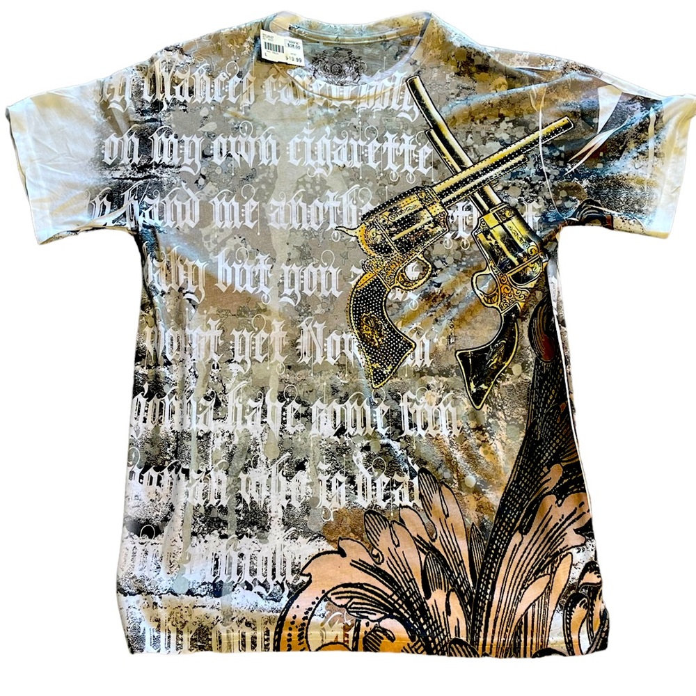 Unique Guns Rhinestone Shirt Mens L